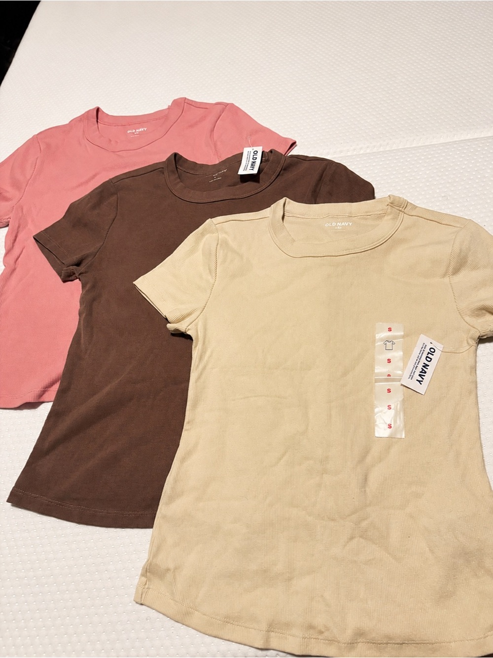 NWT Old Navy Snug Ribbed Crew Neck T-Shirt Bundle – 3 Pack | Size Small | Neutra